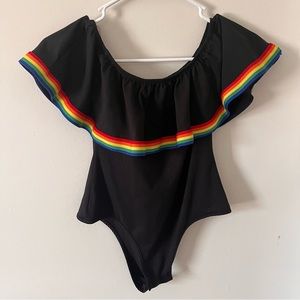 Black off-the-shoulder bodysuit